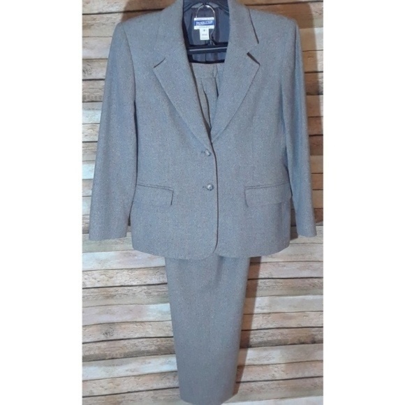 Pendleton 100% Wool Herringbone Gray‎ Suit 12/14P - Picture 1 of 7